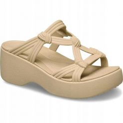 Sandały Dla Dorosłych Crocs Brooklyn Knot Sky Sandal. Brązowe sandały damskie Crocs, bez wzorów, z materiału, bez obcasa, na koturnie, bez zapięcia. Za 299.99 zł.