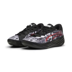 Buty do koszykówki All-Pro NITRO™ Media Day PUMA Black White For All Time Red. Białe obuwie sportowe damskie Puma, bez zapięcia, do koszykówki. Za 439.99 zł.