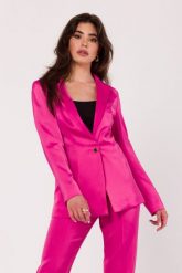 Taliowany Żakiet z Satyny - Różowy. Czerwone marynarki i żakiety damskie MOE, l, bez wzorów, z elastanu. Za 364.90 zł.