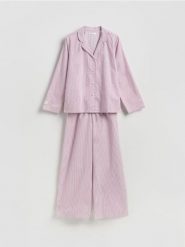 Dwuczęściowa piżama z bawełny - fioletowy. Fioletowe piżamy damskie Reserved, bez wzorów, z bawełny, bez ramiączek. Za 149.99 zł.