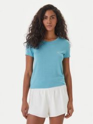 Emporio Armani T-Shirt EW000408 AF19024 U9163 Turkusowy Regular Fit. Niebieskie t-shirty damskie Emporio Armani, s, bez wzorów, z bawełny, bez kołnierzyka. Za 259.99 zł.