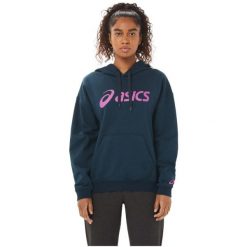 Bluza dresowa sportowa damska Asics Big OTH Hoodie. Niebieskie bluzy damskie Asics, xs, bez wzorów, z bawełny, bez kaptura. Za 211.35 zł.