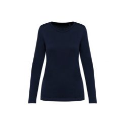 Suprima koszulka z długim rękawem z okrągłym dekoltem dla kobiet Kariban Premium. Niebieskie koszulki damskie KARIBAN, bez wzorów, z bawełny, bez kołnierzyka, bez ramiączek. Za 136.00 zł.