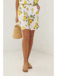 Le Monde du Lin Lniane szorty w kolorze biało-żółtym rozmiar: 34/36. Białe szorty damskie Le Monde du Lin, bez wzorów, ze lnu, z standardowym stanem. Za 66.31 zł.