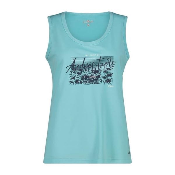 Koszulka damska turystyczna CMP 38T6666. Niebieskie bluzki damskie CMP, xl, bez wzorów, bez kołnierzyka, bez ramiączek. W wyprzedaży za 54.99 zł.