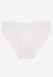 Białe Bawełniane Majtki Figi z Gumką w Pasie i Koronką Obetta. Białe figi Born2be, bez wzorów, z bawełny. Za 4.99 zł.