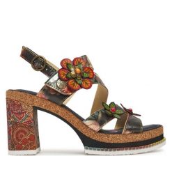 Sandały Laura Vita. Czarne sandały damskie LAURA VITA, bez wzorów, bez obcasa, na słupku, bez zapięcia. Za 299.99 zł.