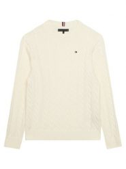 Tommy Hilfiger Sweter KB0KB09753 Biały Regular Fit. Białe swetry chłopięce Tommy Hilfiger, z bawełny, bez kołnierzyka. Za 269.99 zł.