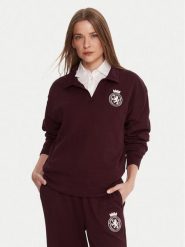 Tommy Hilfiger Bluza UW0UW06078 Bordowy Regular Fit. Czerwone bluzy damskie Tommy Hilfiger, m, bez wzorów, z bawełny, bez kaptura. Za 279.99 zł.