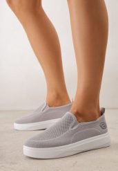 Szare Siateczkowe Tenisówki pod Kostkę na Grubej Podeszwie Phisiane. Szare obuwie sportowe damskie Born2be, bez wzorów, z jeansu, bez zapięcia. Za 69.99 zł.