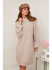 Soft Cashmere Sukienka dzianinowa w kolorze beżowym rozmiar: 38/40. Brązowe sukienki damskie Soft Cashmere, bez wzorów, z dzianiny, klasyczne, bez ramiączek. Za 154.43 zł.