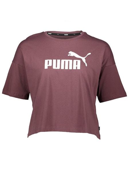 Puma Koszulka "ESS" w kolorze bordowym rozmiar: M. Czerwone koszulki damskie Puma, m, bez wzorów, z bawełny, bez kołnierzyka, bez ramiączek. Za 48.05 zł.