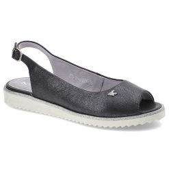 Szare Sandały Karino Modne Skórzane Buty Damskie. Szare sandały damskie Karino, bez wzorów, ze skóry, bez obcasa, bez zapięcia. Za 189.00 zł.