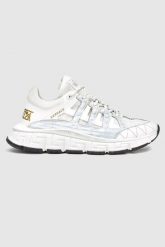 VERSACE Białe sneakersy damskie Trigreca. Białe obuwie sportowe damskie Versace, bez zapięcia. W wyprzedaży za 1,999.99 zł.