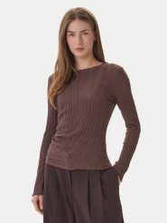 ONLY Bluzka Ella 15368469 Brązowy Slim Fit. Brązowe bluzki damskie Only, m, bez wzorów, z bawełny, bez kołnierzyka, bez ramiączek. Za 109.99 zł.