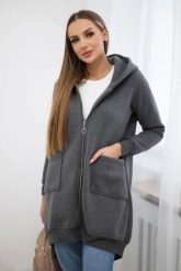 Bluza ocieplana z suwakiem z tyłu grafitowa. Szare bluzy damskie KESI, l, bez wzorów, z bawełny, bez kaptura. Za 258.24 zł.
