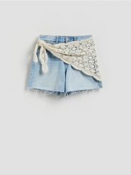 Szorty z chustą - niebieski. Niebieskie chusty damskie Reserved, bez wzorów, z bawełny. Za 129.99 zł.