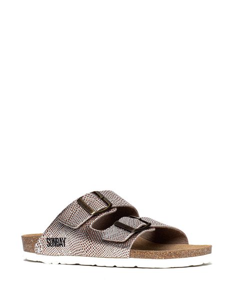 Sunbay Klapki "Trefle" w kolorze srebrnym rozmiar: 37. Szare klapki damskie Sunbay, bez wzorów, z otwartym noskiem, bez obcasa, bez zapięcia. Za 127.65 zł.