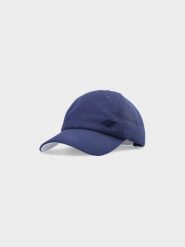 4F Czapka z daszkiem snapback uniseks - granatowa S/M. Niebieskie czapki z daszkiem damskie 4F, na lato, bez wzorów, z bawełny. W wyprzedaży za 29.99 zł.