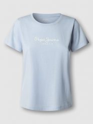 Pepe Jeans Koszulka "Mae" w kolorze błękitnym rozmiar: XL. Niebieskie bluzki damskie Pepe Jeans, xl, bez wzorów, z bawełny, bez kołnierzyka, bez ramiączek. Za 83.42 zł.