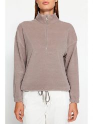 Trendyol Bluza w kolorze beżowym rozmiar: XL. Brązowe bluzy damskie Trendyol, xl, bez wzorów, bez kaptura. Za 57.06 zł.