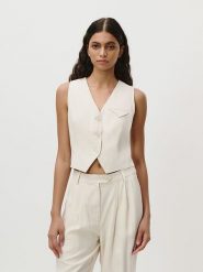 LeGer Kamizelka "Edina" w kolorze kremowym rozmiar: 34. Brązowe kamizelki damskie LeGer, bez wzorów, bez kaptura. Za 130.99 zł.