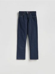 Jeansy straight leg - zielony. Zielone jeansy damskie Reserved. Za 129.99 zł.