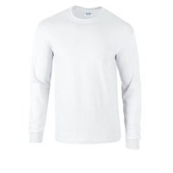 Ultra Bawełniana Koszulka Z Długim Rękawem Dla Dorosłych Unisex. Białe bluzki damskie GILDAN, xl, bez wzorów, z bawełny, bez kołnierzyka, bez ramiączek. Za 60.99 zł.