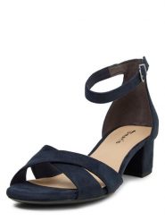 Tamaris Sandały Kobiety Tekstylia niebieski jednolity, 38. Niebieskie sandały damskie Tamaris, bez wzorów, bez obcasa, na obcasie, bez zapięcia. Za 249.95 zł.