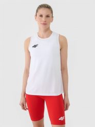 4F Top treningowy szybkoschnący damski - biały XL. Białe koszulki sportowe damskie 4F, xl, bez wzorów, z dzianiny, bez ramiączek, do biegania. Za 119.99 zł.