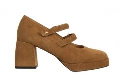 Czółenka Bayla-159 4544 008-P Camel Welur 159103, Skóra naturalna - 36. Brązowe czółenka damskie Bayla, bez wzorów, ze skóry, bez obcasa, na platformie. W wyprzedaży za 224.10 zł.