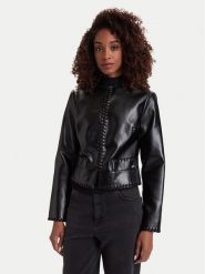 Guess Kurtka z imitacji skóry W6YL32 W3173 Czarny Regular Fit. Czarne kurtki damskie Guess, s, z aplikacjami, ze skóry, bez kaptura. Za 694.99 zł.