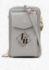 Szara Mała Torebka z Metaliczną Ozdobą Seniffia. Szare shopper bag Renee, z jeansu, małe, bez dodatków. Za 69.99 zł.