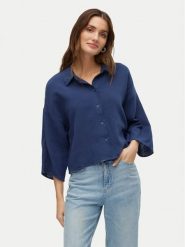 Vero Moda Koszula Natali 10279685 Granatowy Standard Fit. Niebieskie koszule damskie Vero Moda, xl, bez wzorów, z bawełny, bez kołnierzyka, bez ramiączek. Za 89.99 zł.