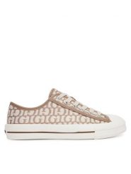 Guess Trampki FLTC3Y FAL12 Beżowy. Brązowe trampki damskie Guess, z aplikacjami, z materiału, bez zapięcia. Za 364.99 zł.