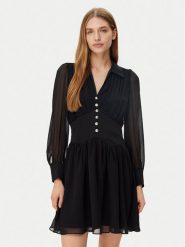 Morgan Sukienka codzienna 251-ROPLIS Czarny Loose Fit. Czarne sukienki damskie Morgan, bez wzorów, z syntetyku, bez ramiączek. Za 249.99 zł.
