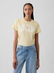 GAP Koszulka w kolorze żółtym rozmiar: S. Żółte bluzki damskie GAP, s, bez wzorów, z bawełny, bez kołnierzyka, bez ramiączek. Za 48.62 zł.