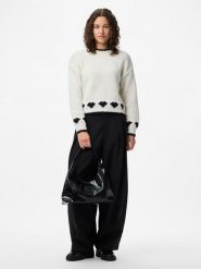 Pieces Sweter w kolorze kremowym rozmiar: XL. Brązowe swetry klasyczne damskie Pieces, xl, bez kołnierzyka. Za 105.63 zł.