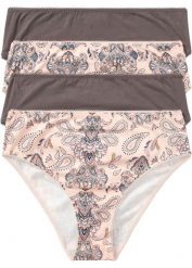 Figi z wysokim stanem z wygodnej bawełny, (4 pary). Czerwone figi bonprix, bez wzorów, z bawełny. Za 67.99 zł.
