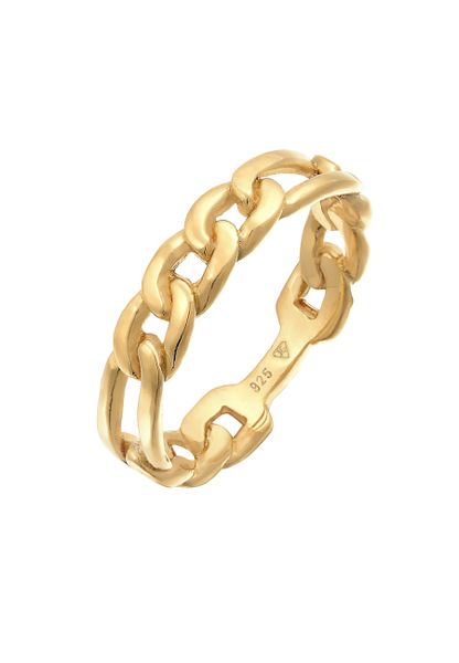 Elli Damski pierścionek z łańcuszkiem Figaro Linki Design Chunky Trend w pozłacanym srebrze 925 Sterling Silver Pierścionki 1 ct. Szare pierścionki damskie Elli, pozłacane. Za 208.99 zł.