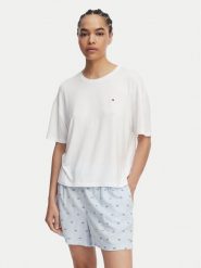 Tommy Hilfiger Piżama UW0UW06328 Biały Regular Fit. Białe piżamy damskie Tommy Hilfiger, bez wzorów, z wiskozy, bez ramiączek. Za 329.99 zł.