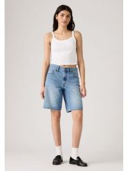 Levi's Bermudy dżinsowe w kolorze błękitnym rozmiar: W32. Niebieskie szorty damskie Levi's, z aplikacjami, z bawełny, z podwyższonym stanem. Za 152.98 zł.