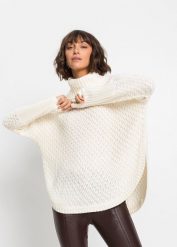 Sweter oversize. Czarne golfy damskie bonprix, bez kołnierzyka. Za 99.99 zł.