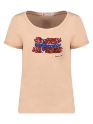 Geographical Norway Koszulka "Jarbara" w kolorze jasnoróżowym rozmiar: L. Różowe bluzki damskie Geographical Norway, l, bez wzorów, bez kołnierzyka, bez ramiączek. Za 30.71 zł.