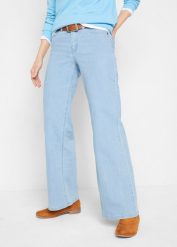 Dżinsy ze stretchem Wide Fit, mid waist. Białe jeansy damskie bonprix. Za 97.99 zł.