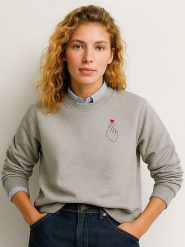 WOOOP Bluza "K Love Cur" w kolorze szarym rozmiar: S. Szare bluzy damskie Wooop, s, bez wzorów, z bawełny, bez kaptura. Za 79.59 zł.