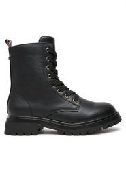 Tommy Hilfiger Trapery Lace-Up Bootie T3A5-33569-1351 S Czarny. Czarne kozaki dziewczęce Tommy Hilfiger, bez wzorów, ze skóry, bez obcasa, bez zapięcia. Za 469.99 zł.