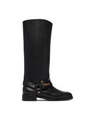 PINKO Oficerki Cheval 01 SD0583P001 Czarny. Czarne kozaki damskie Pinko, ze skóry, bez obcasa, na płaskiej podeszwie, bez zapięcia. Za 1,829.00 zł.
