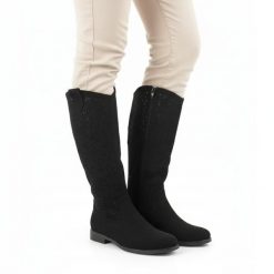 Kozaki damskie S.Barski, cholewka z materiału perforowana konstrukcja wysoka forma stabilny niski obcas miękka wkładka wygodne zapinane na suwak, cza. Czarne kozaki damskie S.BARSKI, bez obcasa, na obcasie, bez zapięcia. Za 209.00 zł.