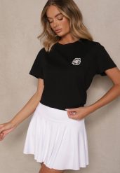 Czarny Bawełniany T-shirt z Naszywką Firavelle. Czarne t-shirty damskie Renee, l, z aplikacjami, z bawełny, bez kołnierzyka. Za 39.99 zł.